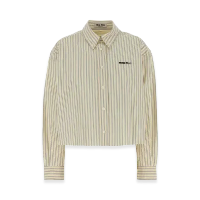 MIU MIU Women's Embroidered Poplin Shirt "Beige"