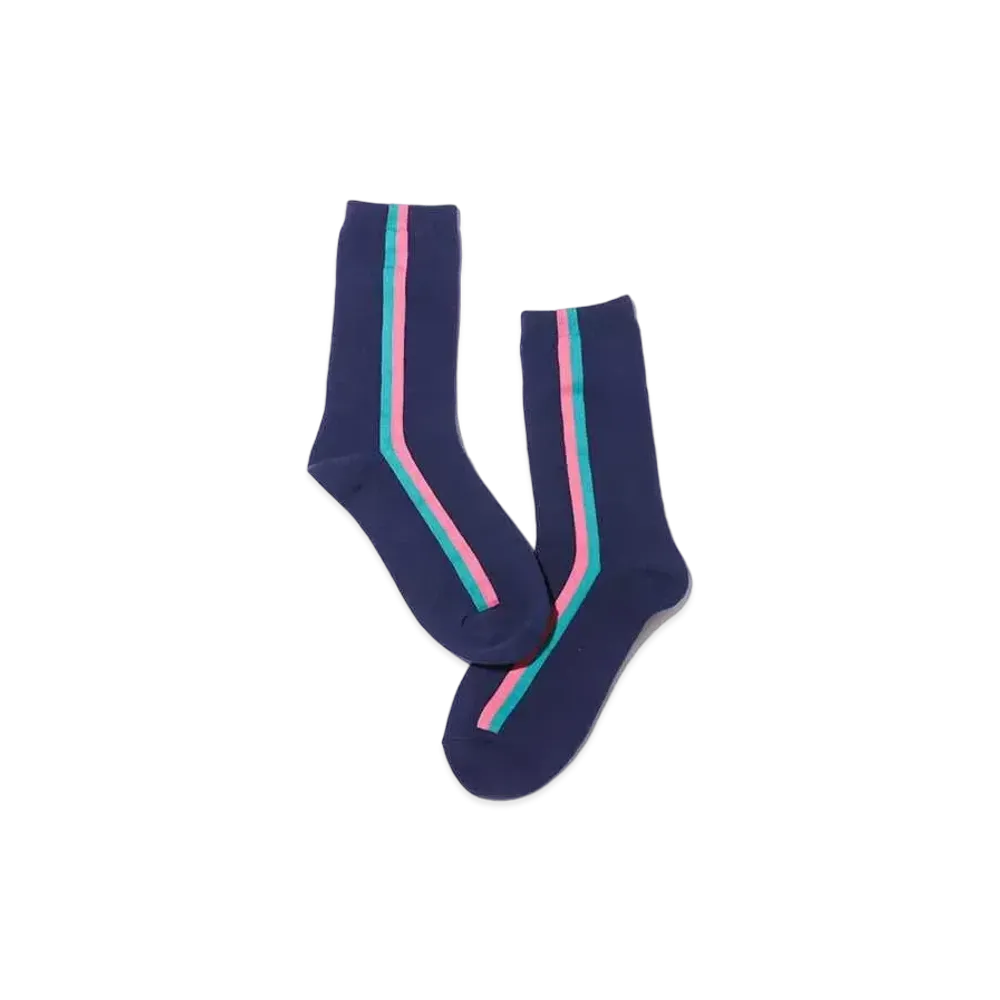 atmos pink Vertical Line Socks "Navy"