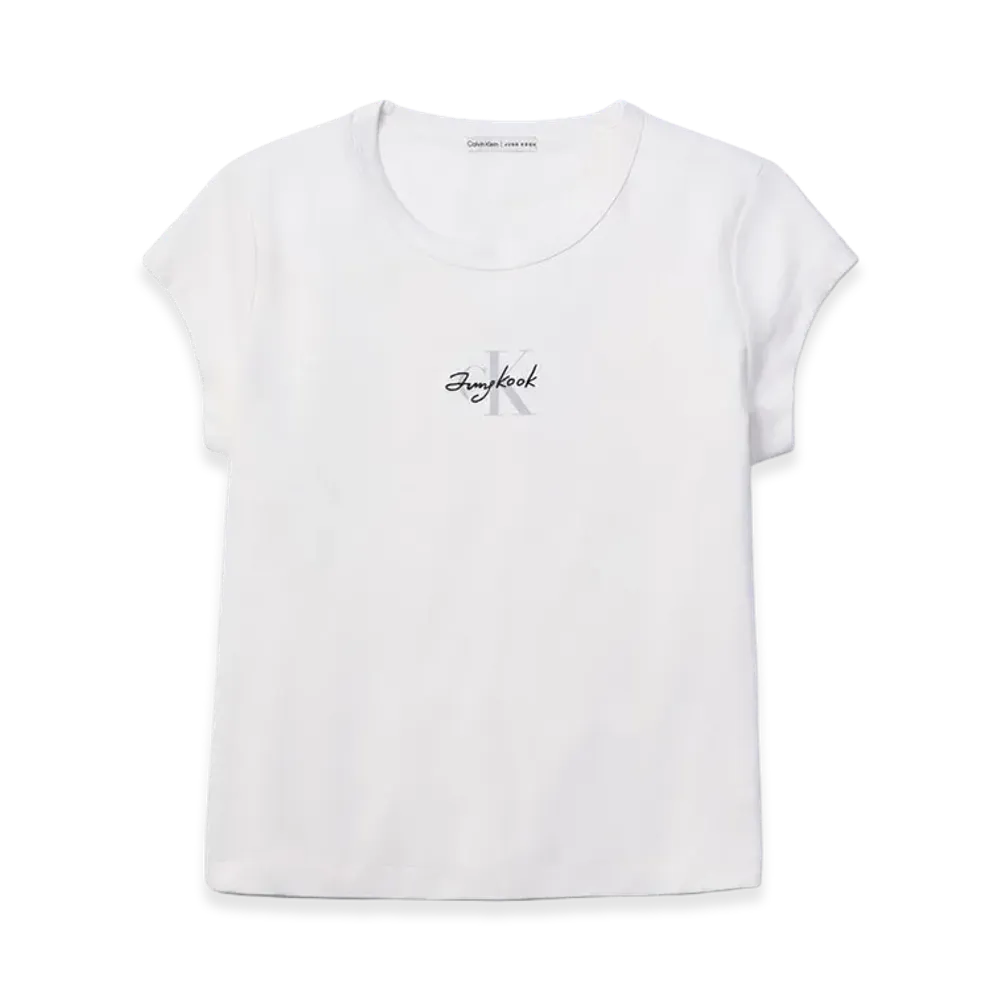 Calvin Klein x Jung Kook of BTS Women's Monogram Baby Tee "Lily White"