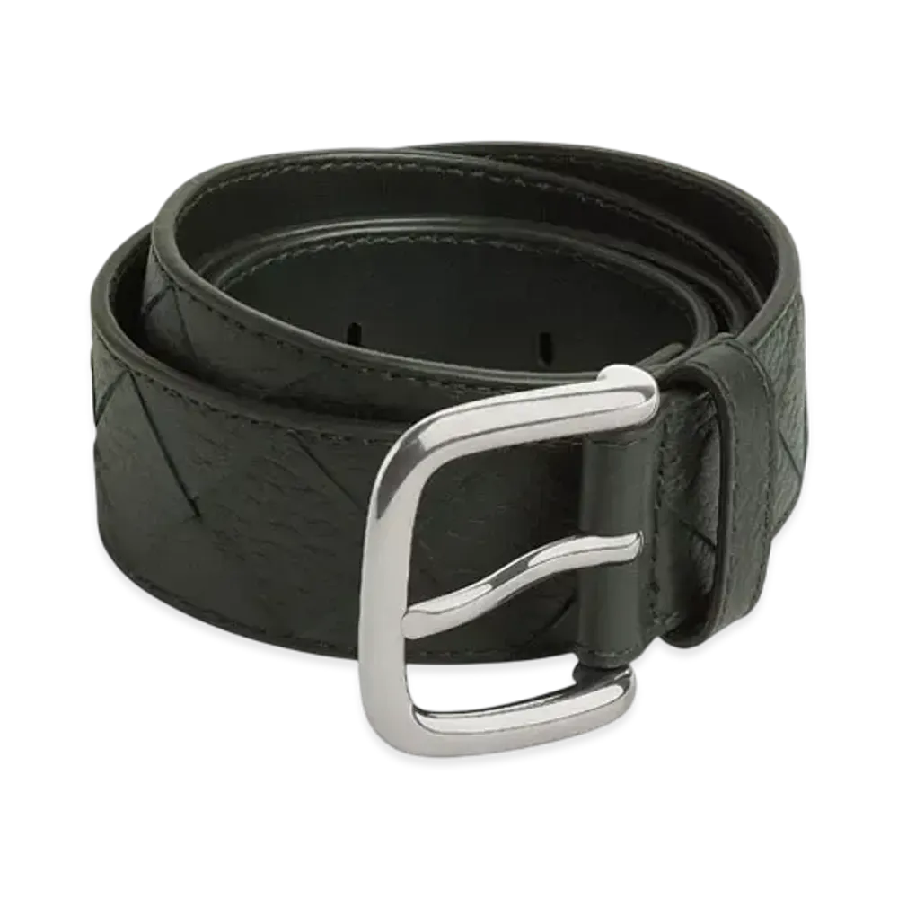 Bottega Veneta Intrecciato Taurillon Belt "Dark Green"