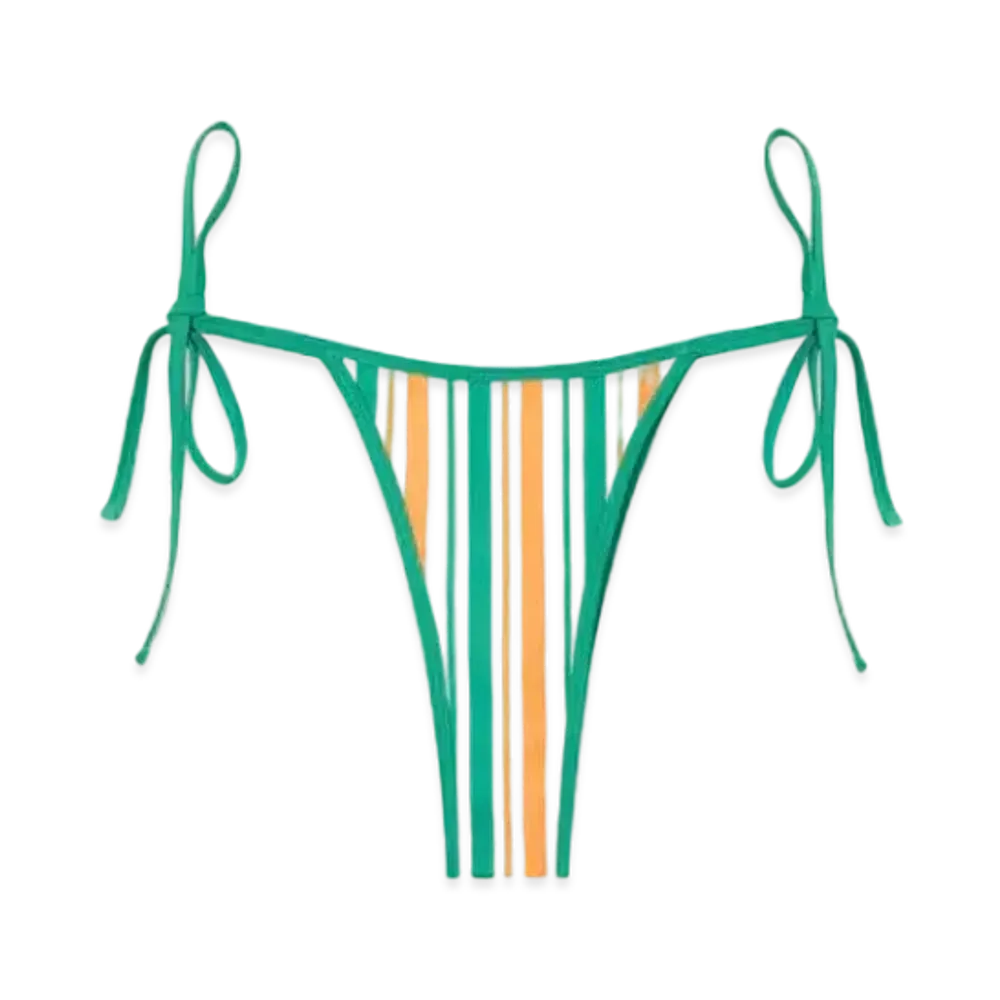 Casablanca Striped String Bikini Bottom "Orange, Green And White"