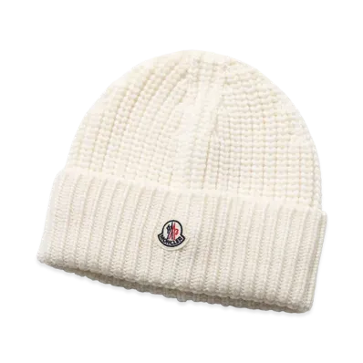 MONCLER Wool Rib Beanie "White"