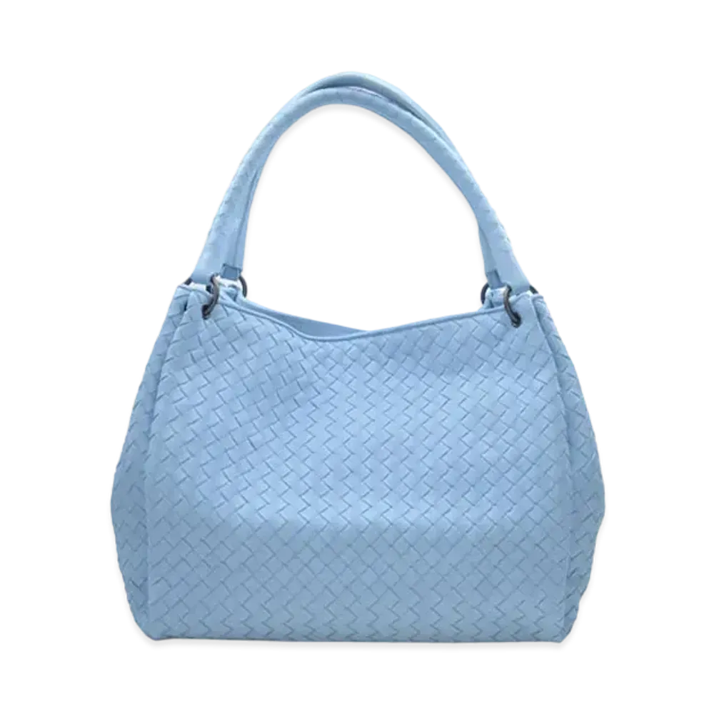 Bottega Veneta Lambskin Hand Bag "Light Blue"