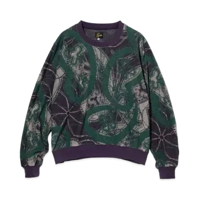 Needles CREW SWEAT SHIRT - PAPILLON PILE JQ. "Green"