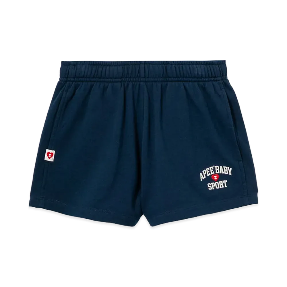 A BATHING APE Women's Apee Kids Embroidery Sweat Shorts "Navy"