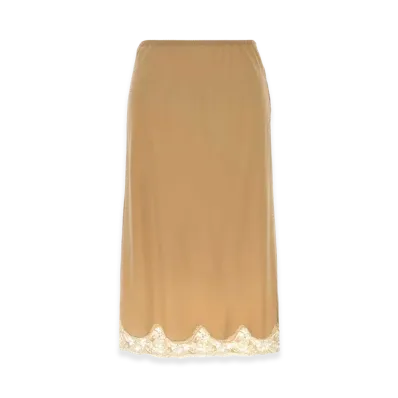 Saint Laurent Women's Skin Pink Crepe Skirt "Beige"