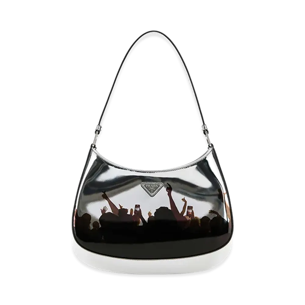 PRADA Women's Leather Cleo Shoulder Bag "Silver"