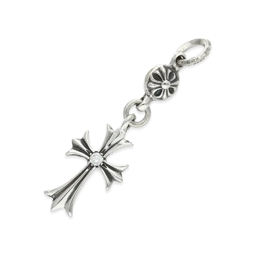 Chrome Hearts 1 Ball Tiny CH Cross 1 Diamond Pendant Silver 925 "Silver"