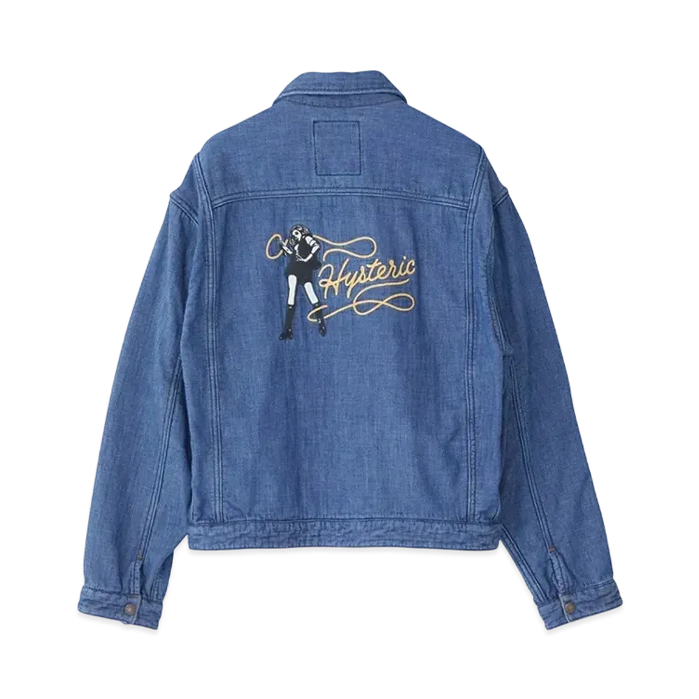 HYSTERIC GLAMOUR WHIPLASH Embroidery Pile Denim Jacket "Light Indigo Blue"