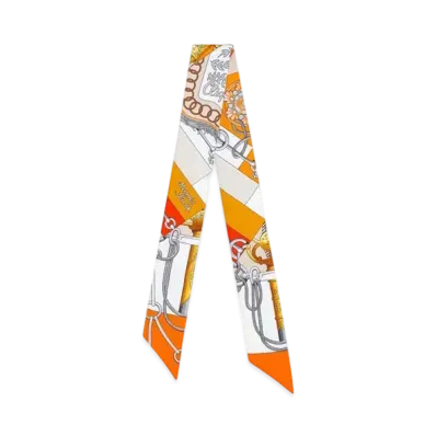 Hermes Cliquetis Twilly "Orange/Blanc/Gold"