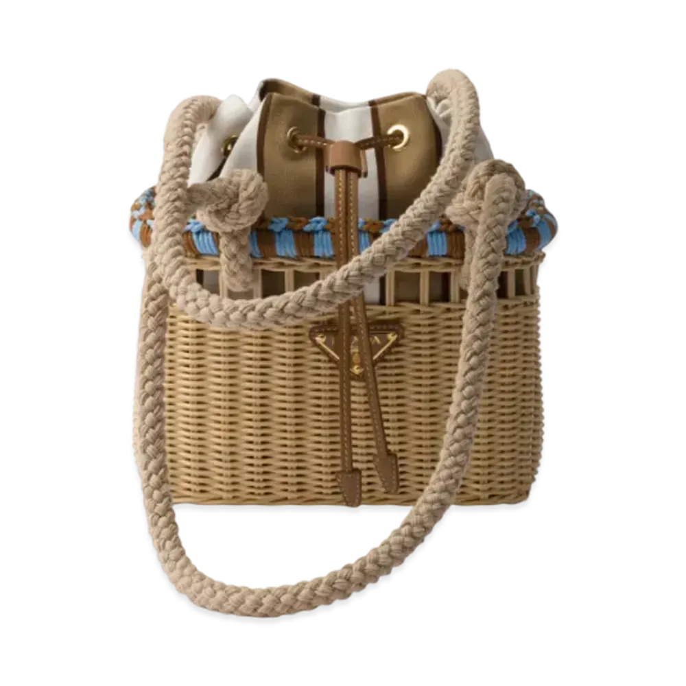 PRADA Wicker Mini-Bag "Beige/Blue"