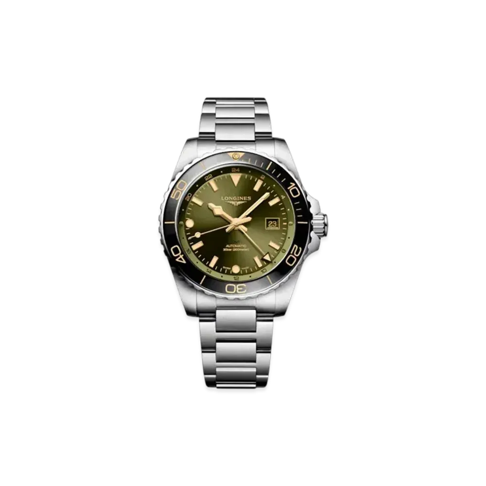 Longines Hydroconquest GMT 43mm "Stainless Steel/Ceramic/Sunray Green" L3.890.4.06.6