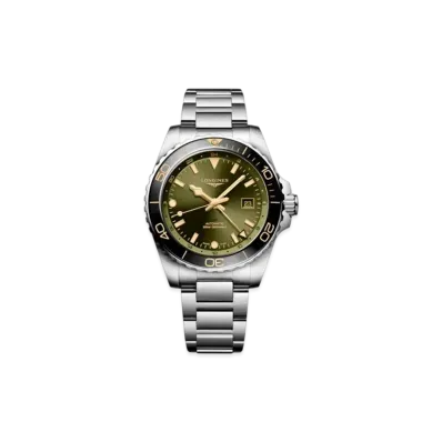 Longines Hydroconquest GMT 43mm "Stainless Steel/Ceramic/Sunray Green" L3.890.4.06.6