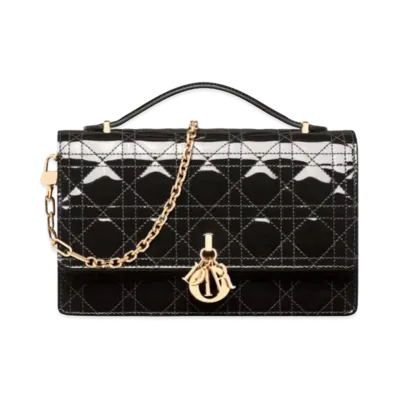 Dior Miss Dior Top Handle Bag Patent Cannage Calfskin "Black"
