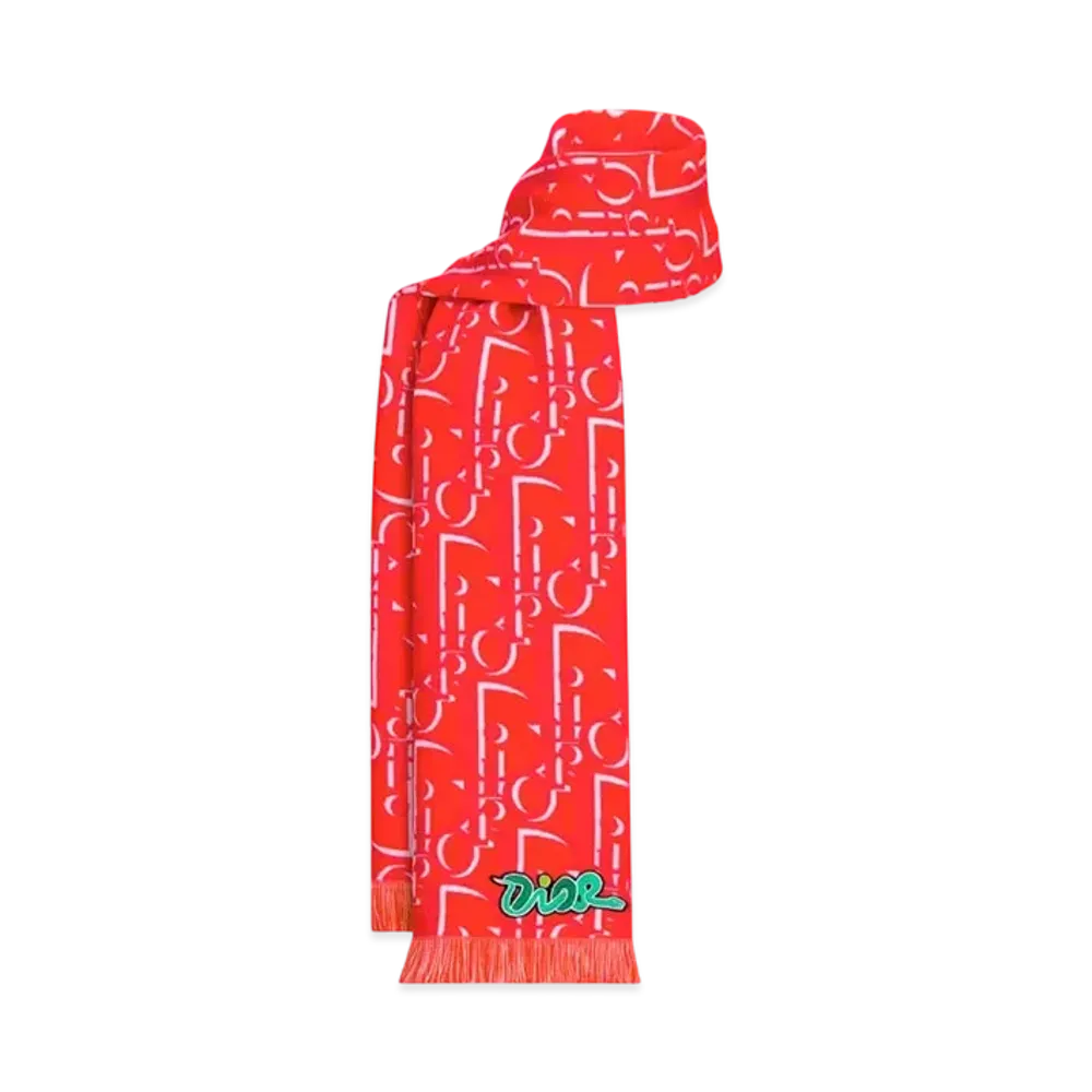 Dior x KAWS Scarf Wool "Vermilion Red/White"