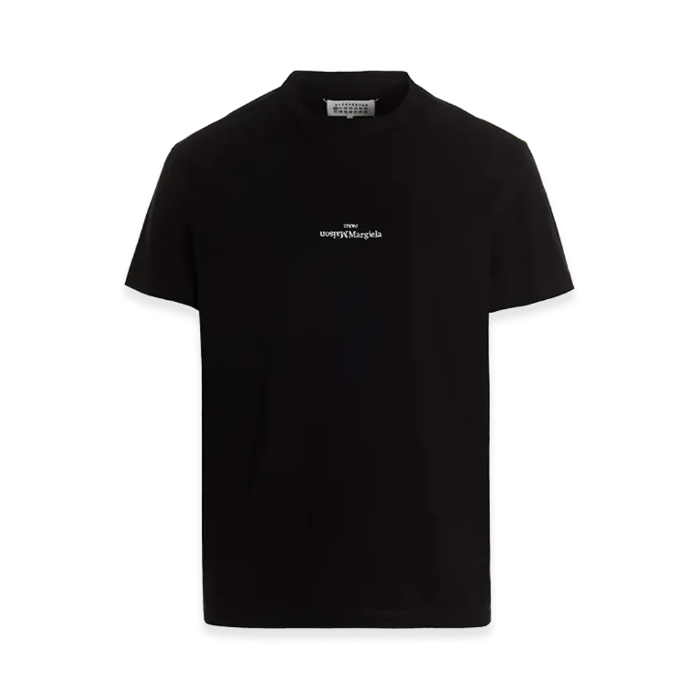 Maison Margiela T-Shirt With Contrasting Embroidered Logo "White/Black"