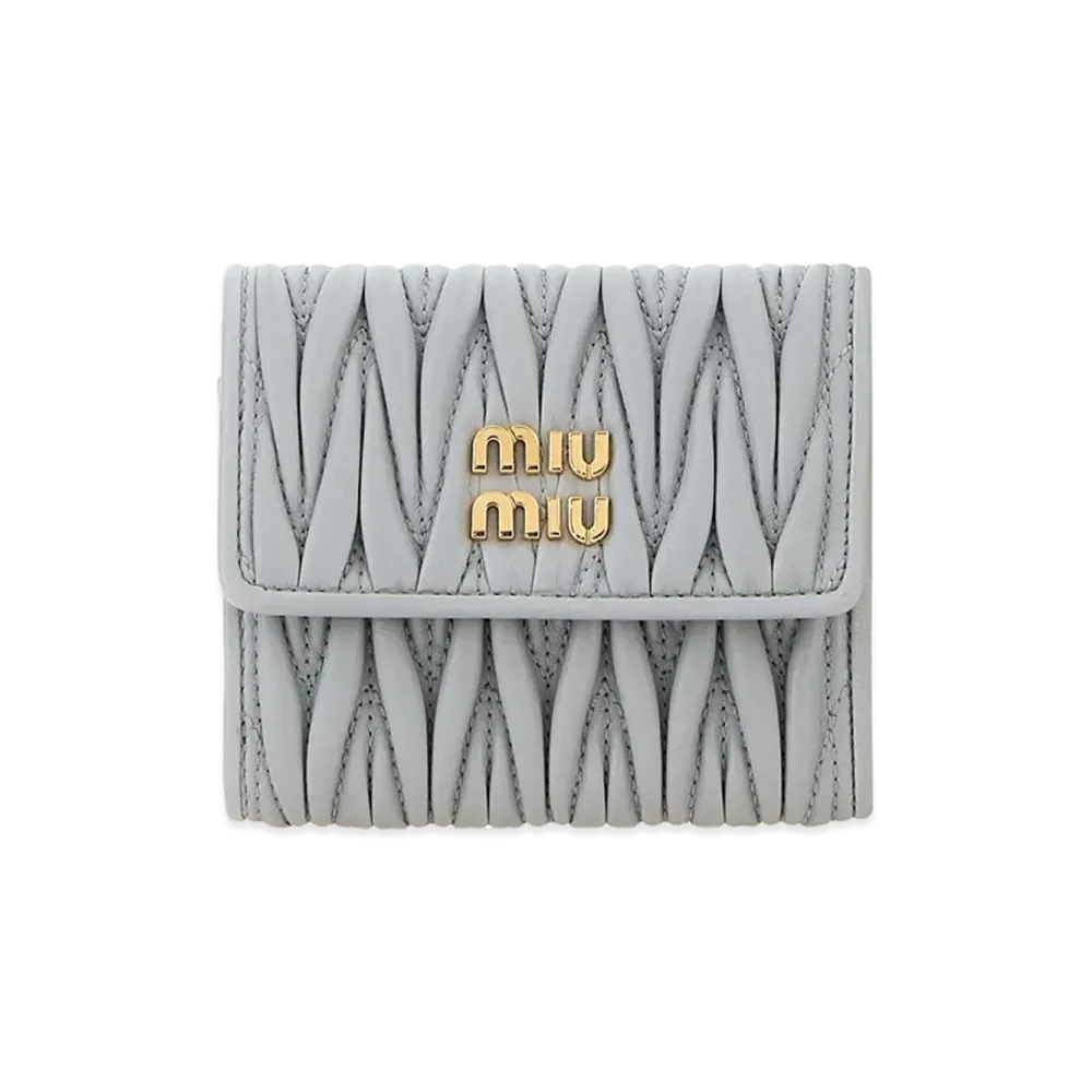 MIU MIU Women's Pastel Leather Wallet "Light Blue"