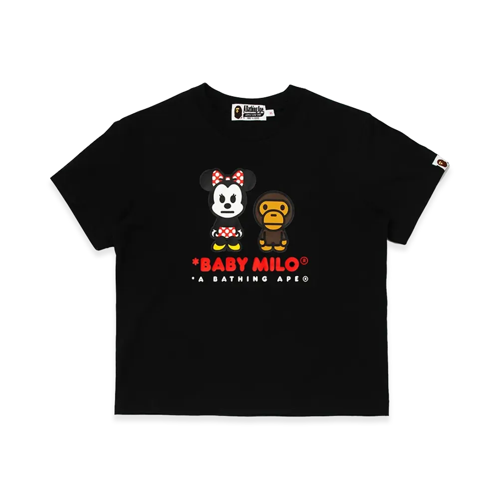 A BATHING APE x Disney Women's Minnie Mouse Baby Milo Mini Tee "Black"