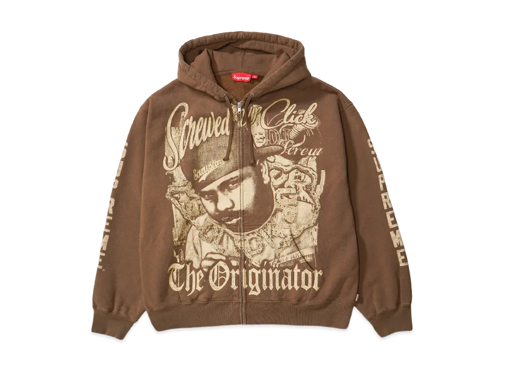 Supreme x DJ Screw Zip Up Hooded Sweatshirt "Dusty Brown"