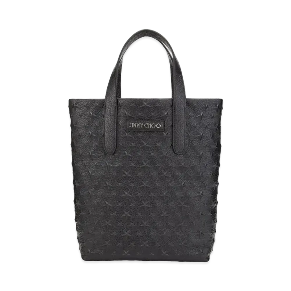 Jimmy Choo Sofia N/S Star Embossed Grainy Leather Tote Bag "Black"