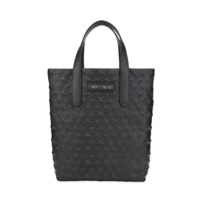 Jimmy Choo Sofia N/S Star Embossed Grainy Leather Tote Bag "Black"