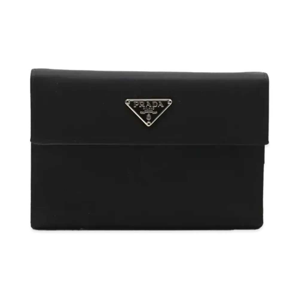 Prada Saffiano Nylon Compact Wallet "Black"