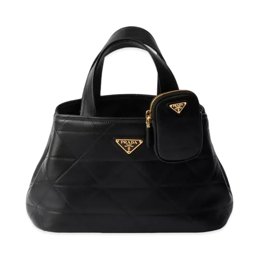 PRADA Small Quilted Leather Tote Bag "Black"