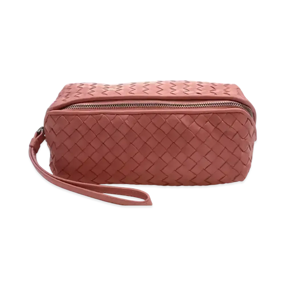 Bottega Veneta Intrecciato Lambskin Cosmetic Pouch "Pink"