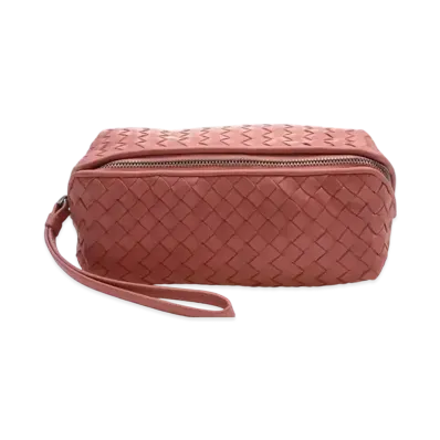 Bottega Veneta Intrecciato Lambskin Cosmetic Pouch "Pink"