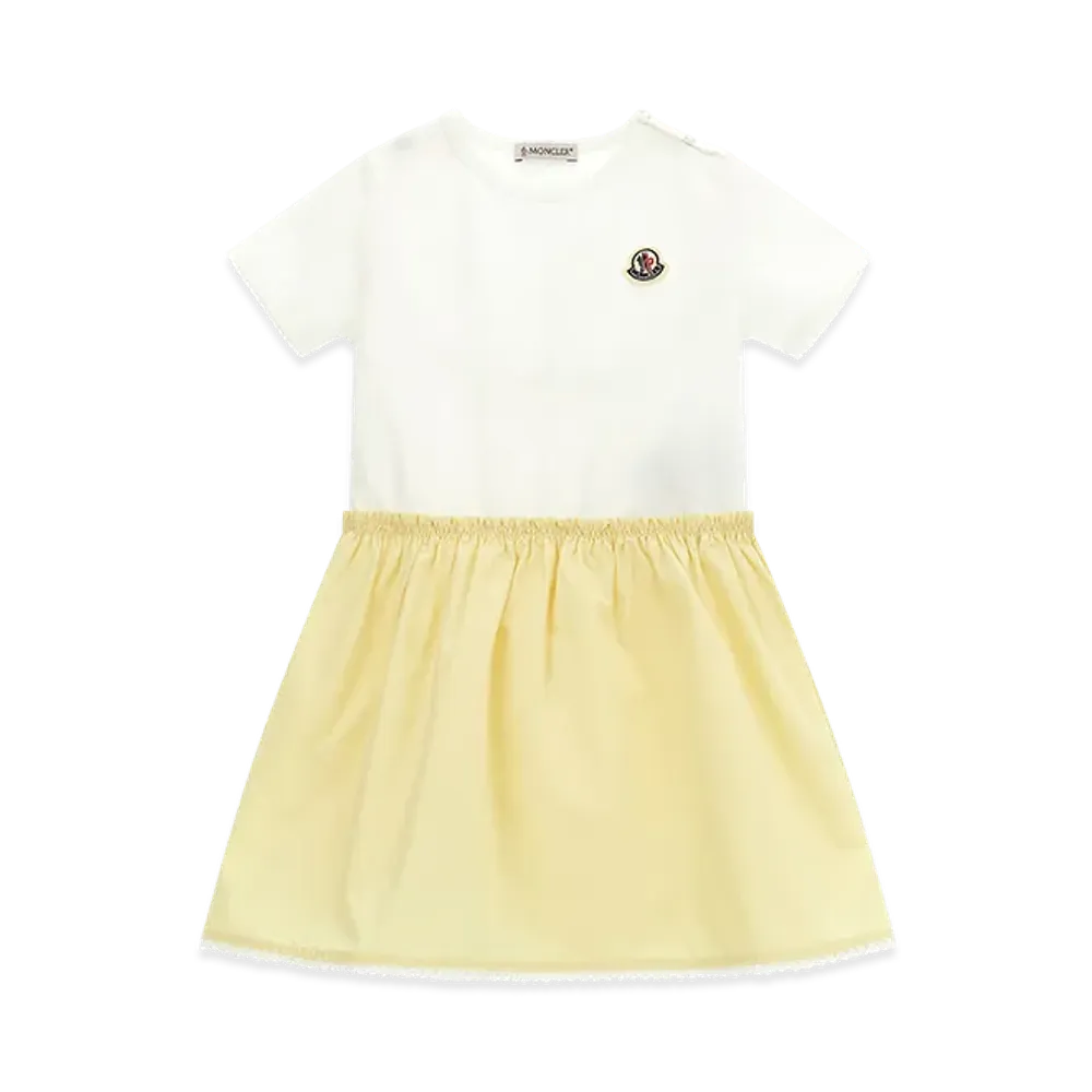 MONCLER Kids Logo Patch Dress "White/Yellow"
