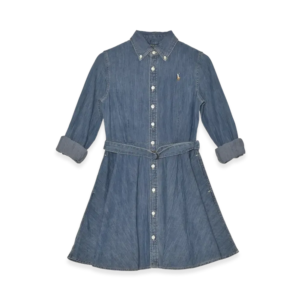 Polo Ralph Lauren Kids Belted Cotton Denim Shirtdress "Indigo Blue"