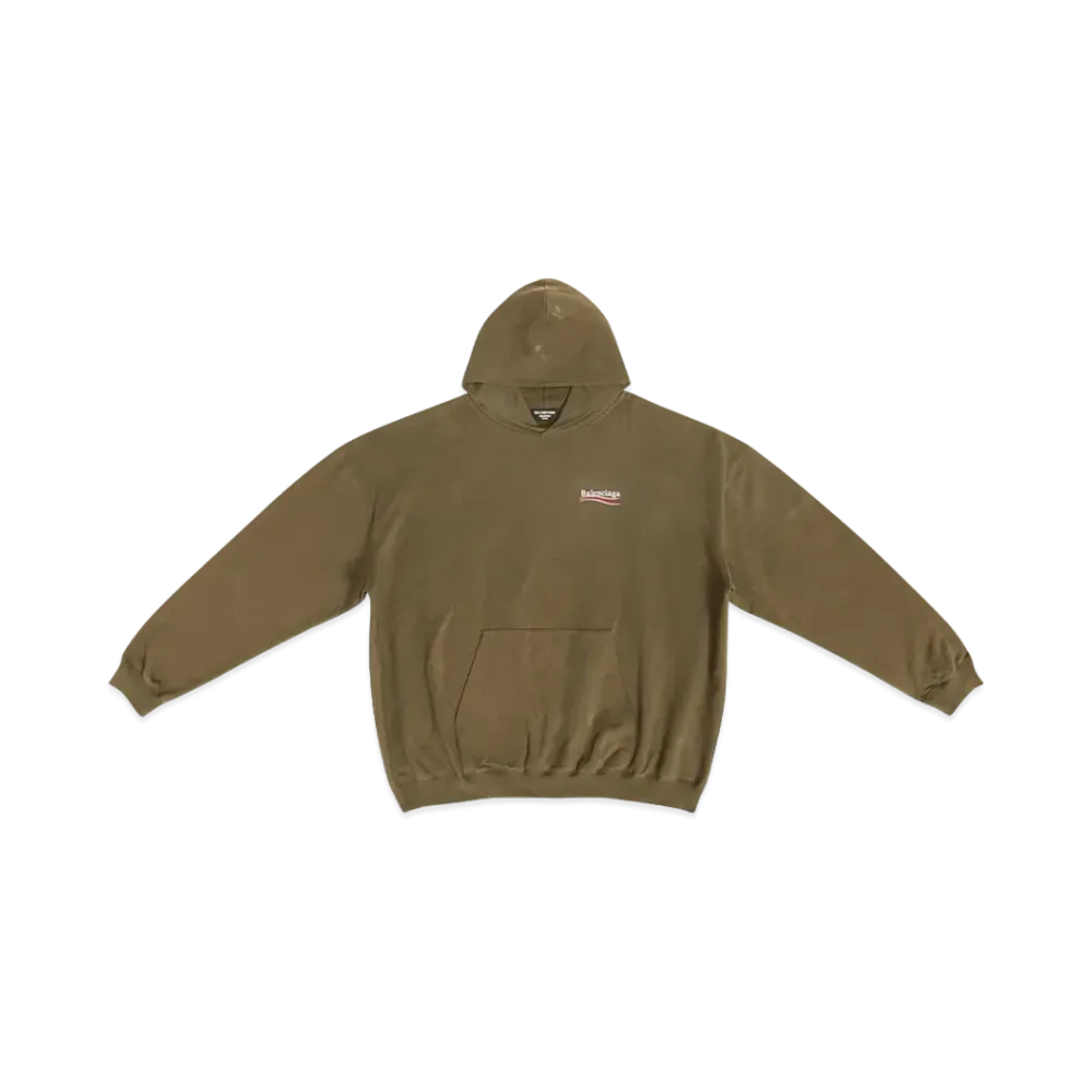 BALENCIAGA MENS Political Campaign Large Fit Hoodie "Khaki"