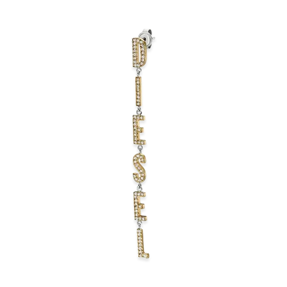 Diesel Dx1546931 Jewel Two-Tone Stainless Steel Drop Earrings "Silver Gold"