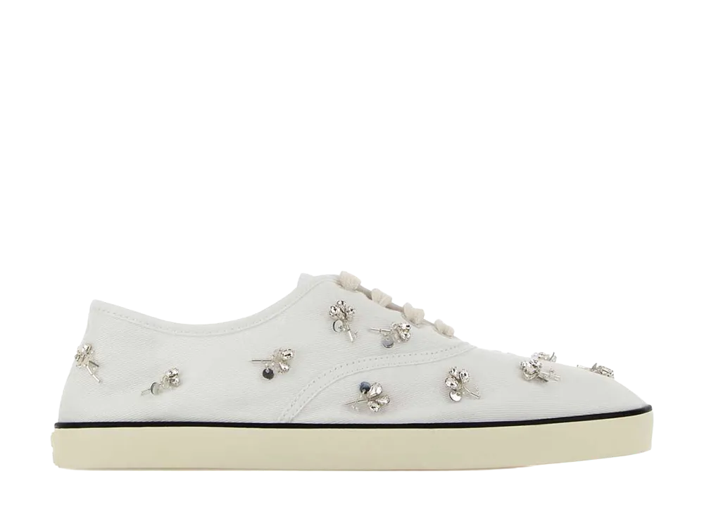 MIU MIU Women's Embroidered Drill Sneakers "White"