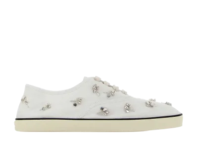 MIU MIU Women's Embroidered Drill Sneakers "White"