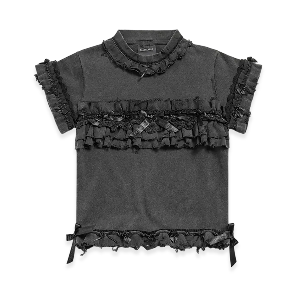 BALENCIAGA Ruffle T-shirt "Washed Black"