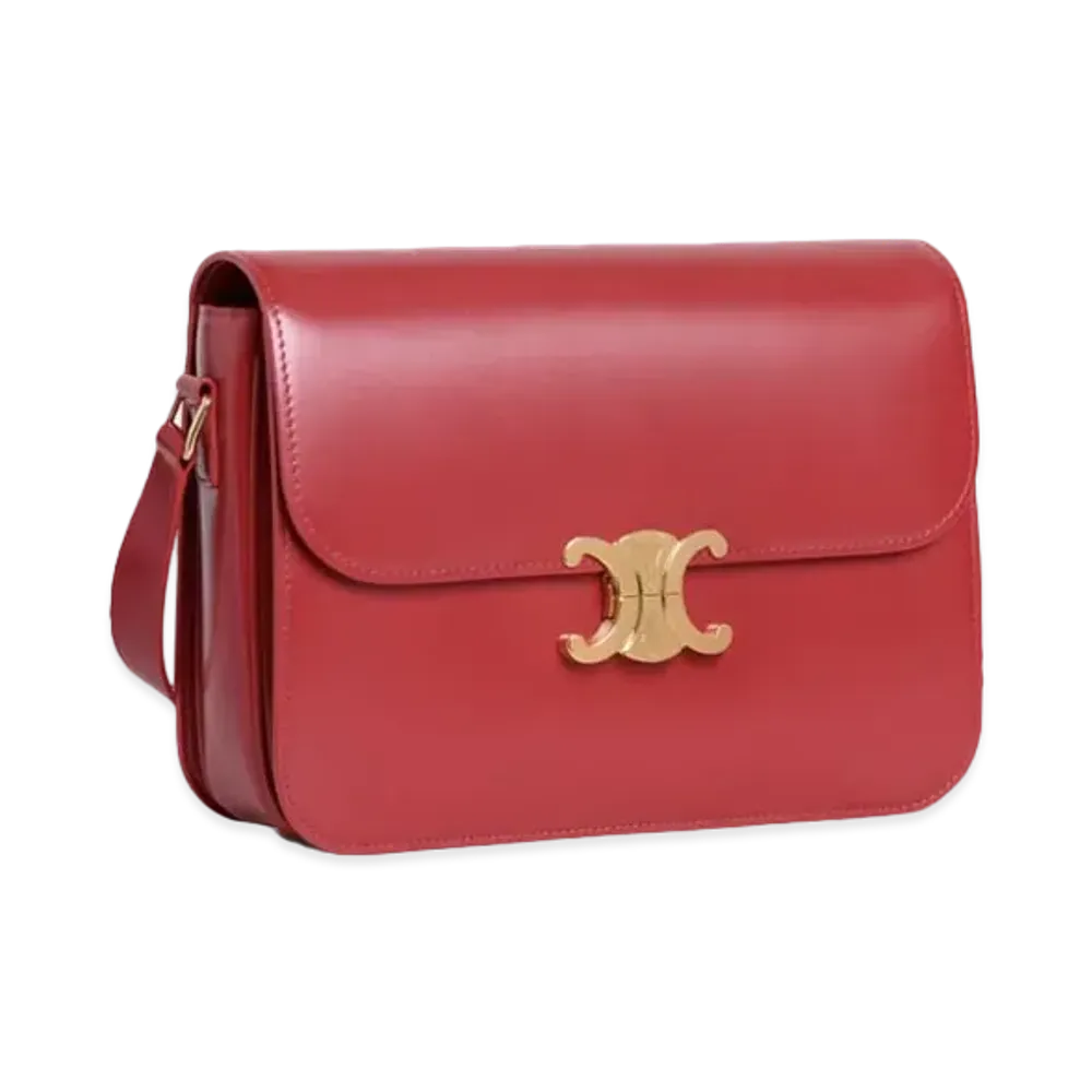 CELINE Large Triomphe Bag in Shiny Calfskin "Red"