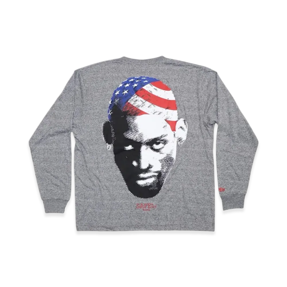 SAPEur Archive Series Stars And Stripes Headl L/S Tee "Gray"