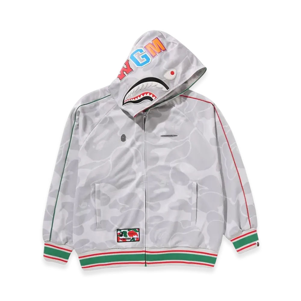 A BATHING APE x PAGANI Solid Camo Relaxed Fit Shark Full Zip Hoodie "Gray"