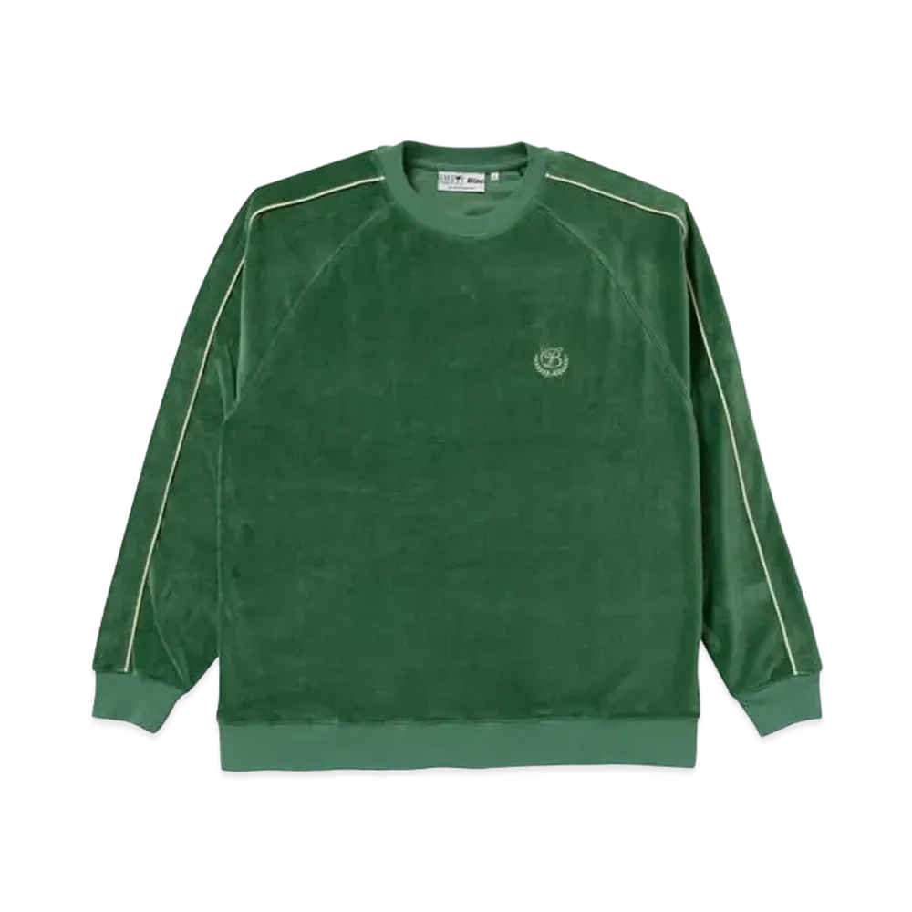 BlackEyePatch B EMBLEM PIPING VELOUR CREW "Green"
