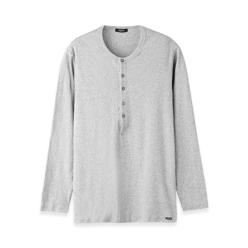TOM FORD Henley Neck Tee "Greymelange"