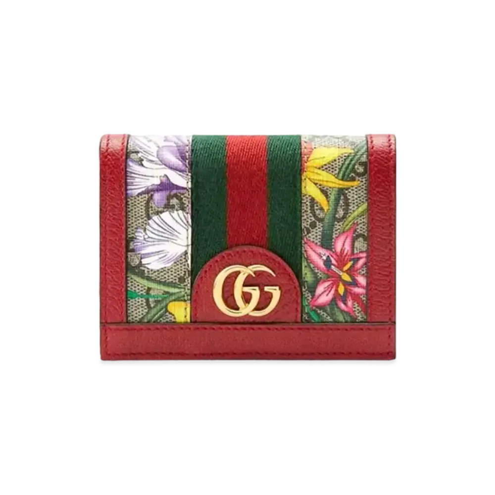 GUCCI Ophidia GG Flora Card Case Wallet "Red"