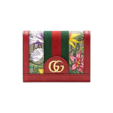 GUCCI Ophidia GG Flora Card Case Wallet "Red"