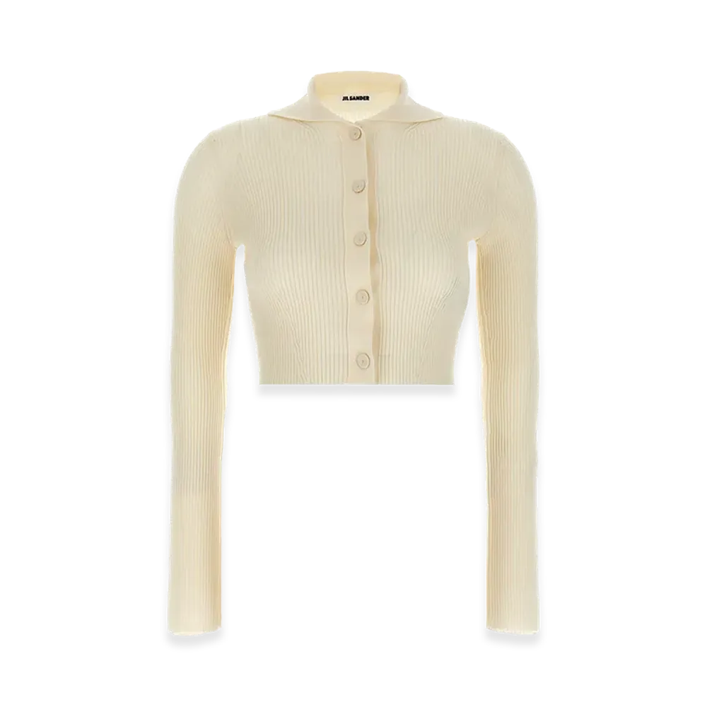 Jil Sander Women's Ribbed Cardigan "White"