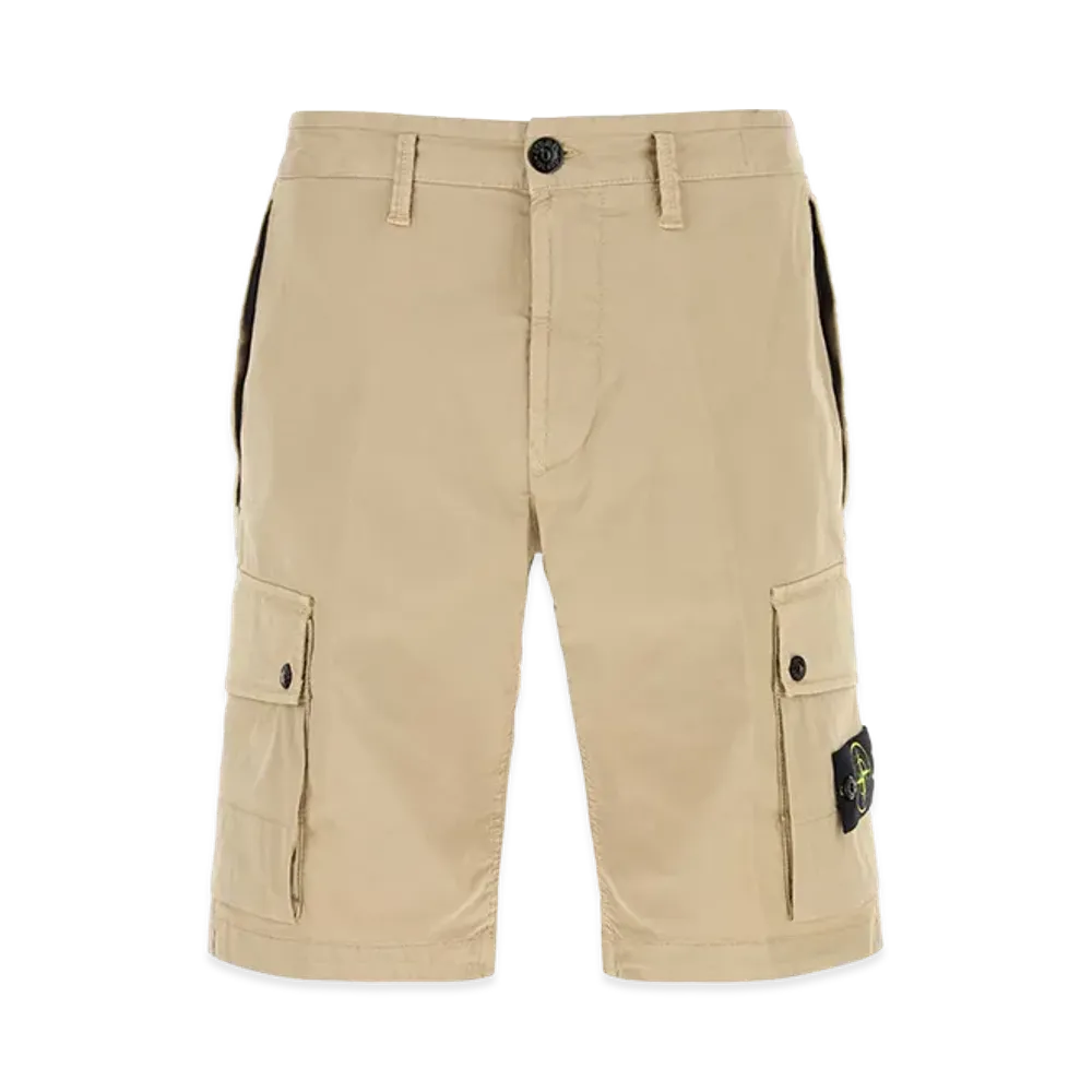 Stone Island Sand Stretch Cotton Bermuda Shorts "Beige/Tan"