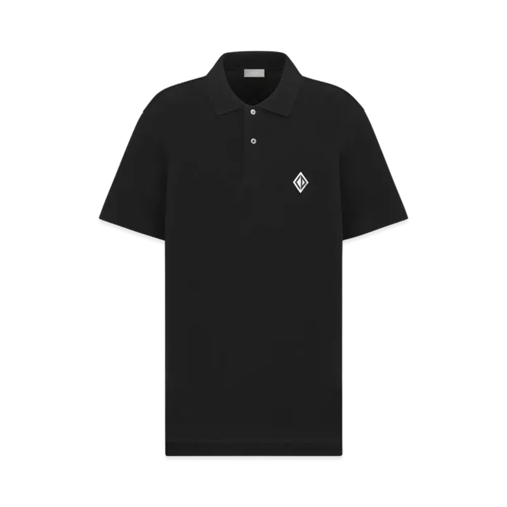 Dior Men's CD Diamond Polo Shirt Cotton Pique Crepe "Black"