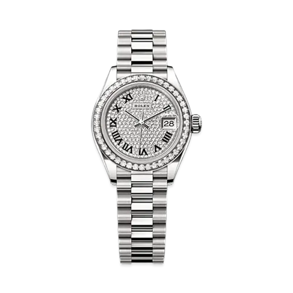 ROLEX Lady-Datejust 28mm White Gold Diamond 279139RBR "Pave diamonds"