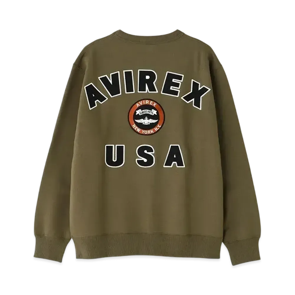 AVIREX Varsity Logo Crew Neck Sweat "Khaki"