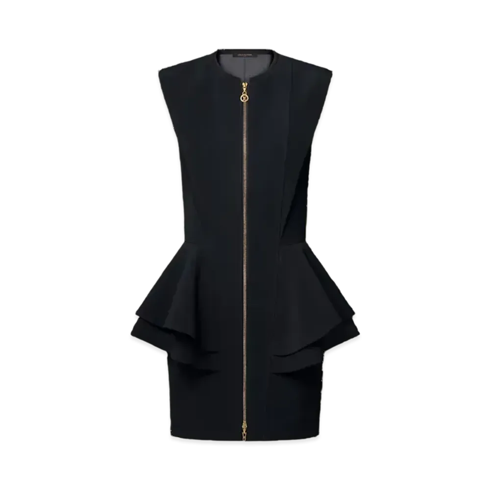 Louis Vuitton Women's Zip-Up Peplum Dress "Noir"