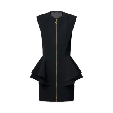 Louis Vuitton Women's Zip-Up Peplum Dress "Noir"